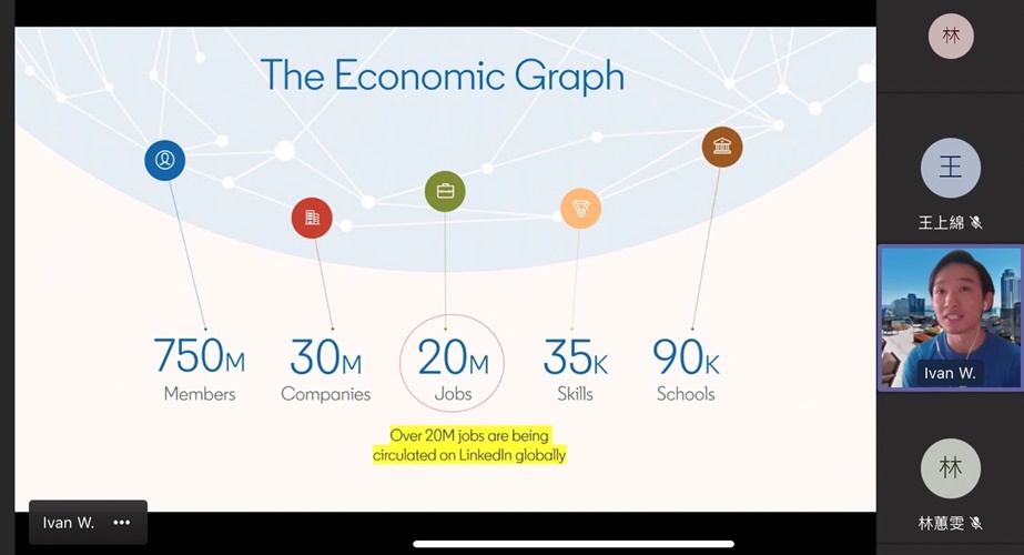 圖片標題:03講者提到Linkdln在國際促成的工作機會