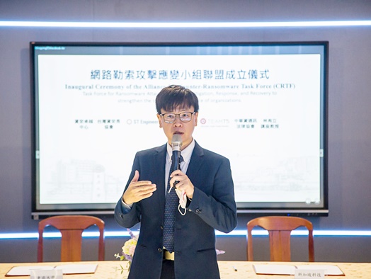 圖片標題:圖五、TeamT5杜浦數位安全公司創辦人蔡松廷致詞